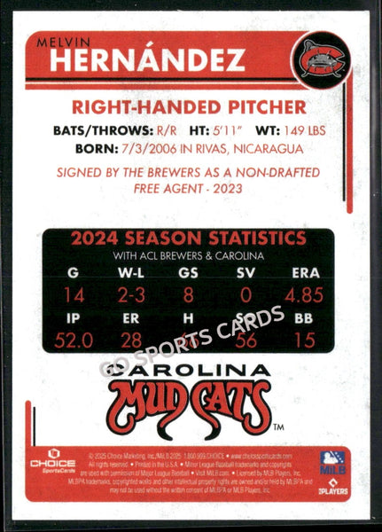 2025 Carolina Mudcats Melvin Hernandez