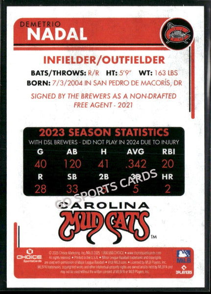2025 Carolina Mudcats Demetrio Nadal
