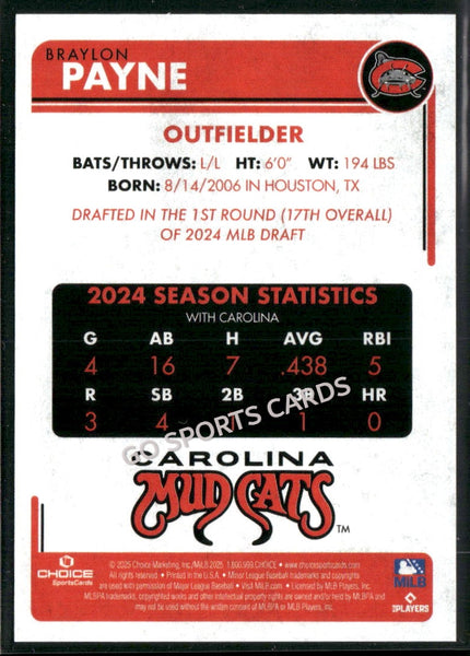 2025 Carolina Mudcats Braylon Payne