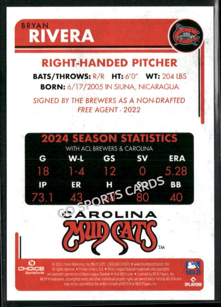 2025 Carolina Mudcats Bryan Rivera