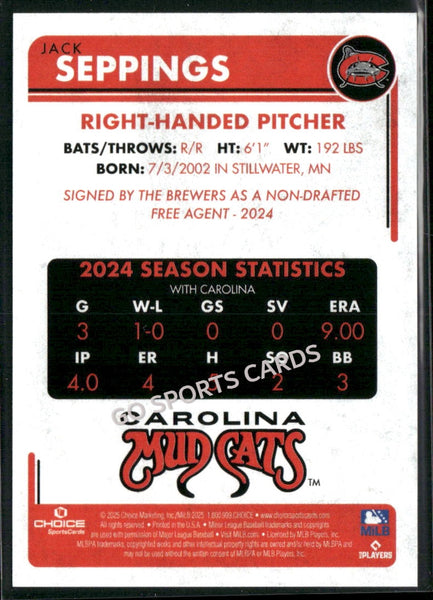 2025 Carolina Mudcats Jack Seppings