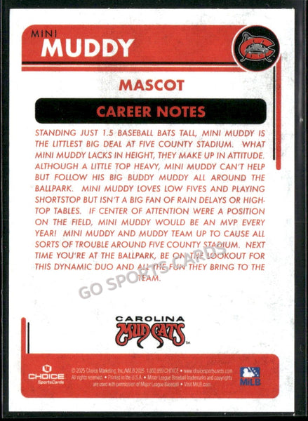 2025 Carolina Mudcats Mini Muddy Mascot
