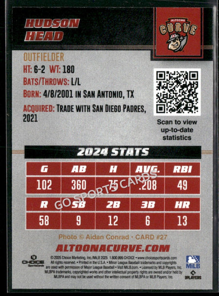2025 Altoona Curve Hudson Head