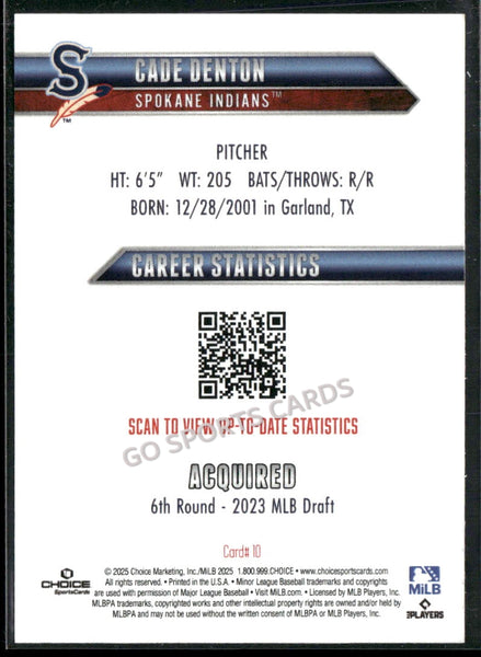 2025 Spokane Indians Cade Denton