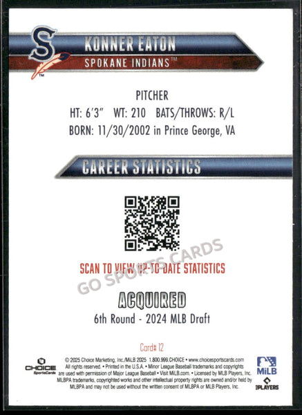 2025 Spokane Indians Konner Eaton