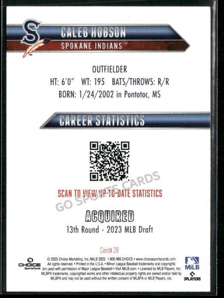 2025 Spokane Indians Caleb Hobson