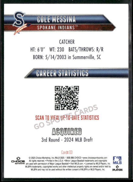 2025 Spokane Indians Cole Messina