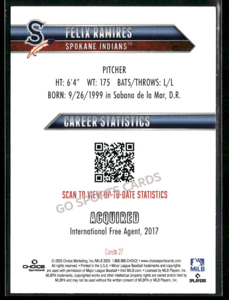 2025 Spokane Indians Felix Ramires