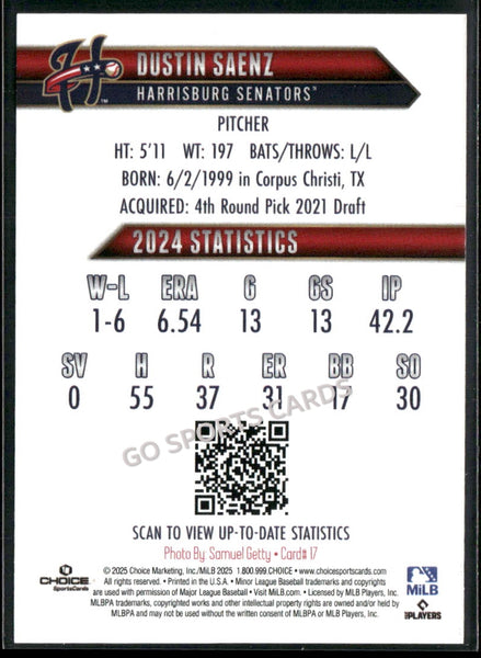 2025 Harrisburg Senators Dustin Saenz