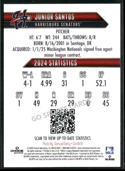 2025 Harrisburg Senators Junior Santos