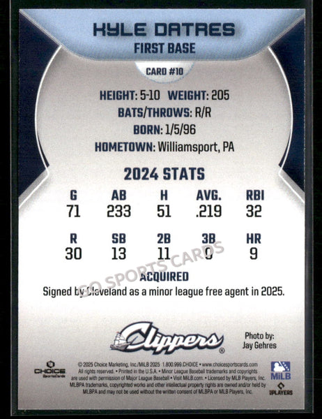 2025 Columbus Clippers Kyle Datres