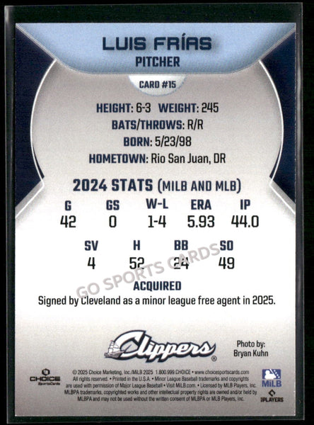 2025 Columbus Clippers Luis Frias