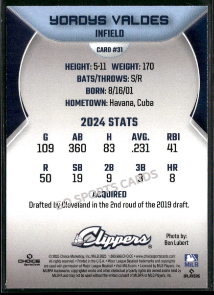 2025 Columbus Clippers Yordys Valdes