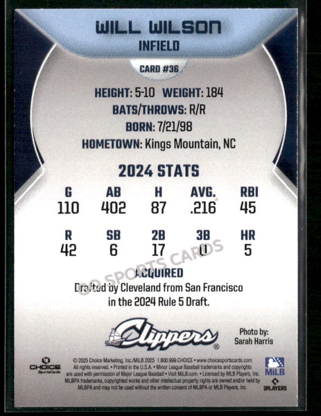 2025 Columbus Clippers Will Wilson