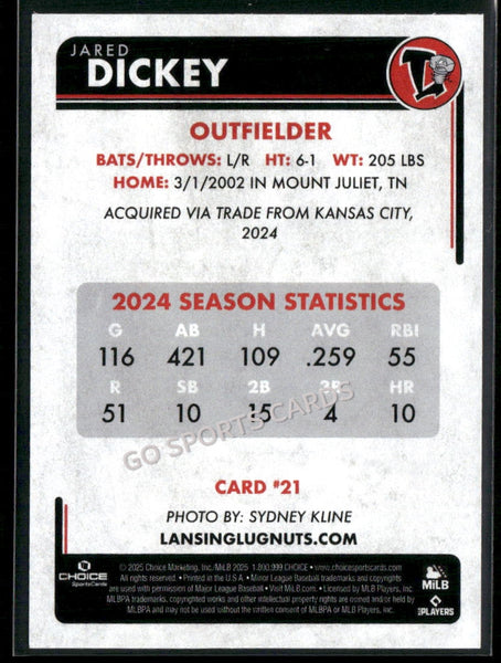 2025 Lansing Lugnuts Jared Dickey