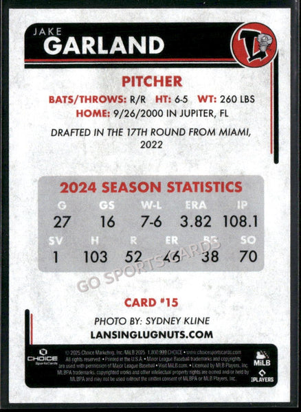 2025 Lansing Lugnuts Jake Garland