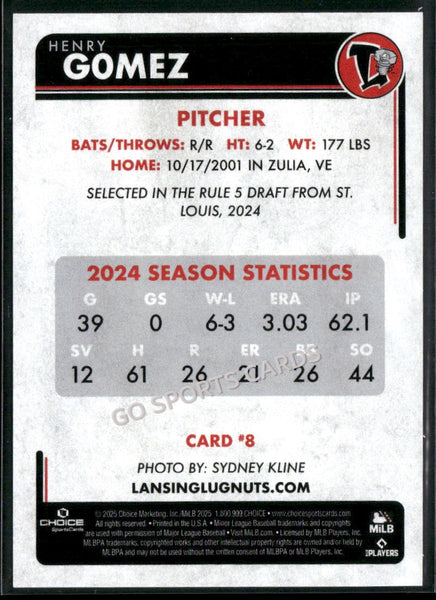2025 Lansing Lugnuts Henry Gomez