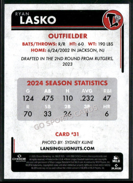 2025 Lansing Lugnuts Ryan Lasko
