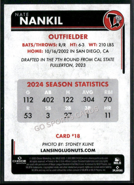 2025 Lansing Lugnuts Nate Nankil