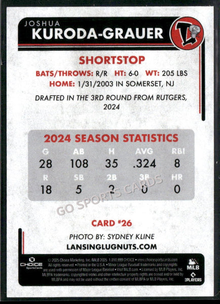 2025 Lansing Lugnuts Joshua Kuroda Grauer