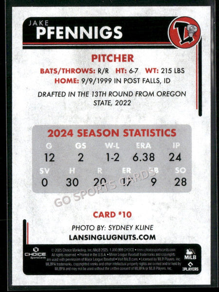 2025 Lansing Lugnuts Jake Pfennigs