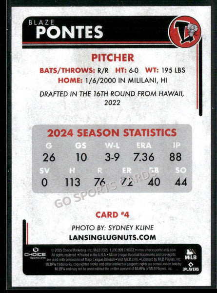 2025 Lansing Lugnuts Blaze Pontes