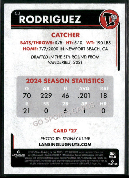 2025 Lansing Lugnuts CJ Rodriguez