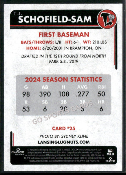 2025 Lansing Lugnuts TJ Schofield Sam