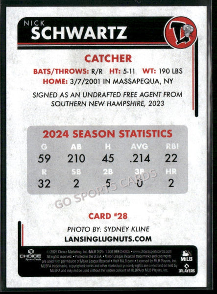 2025 Lansing Lugnuts Nick Schwartz