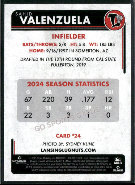 2025 Lansing Lugnuts Sahid Valenzuela