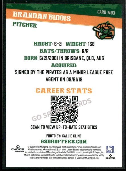 2025 Greensboro Grasshoppers Brandan Bidois