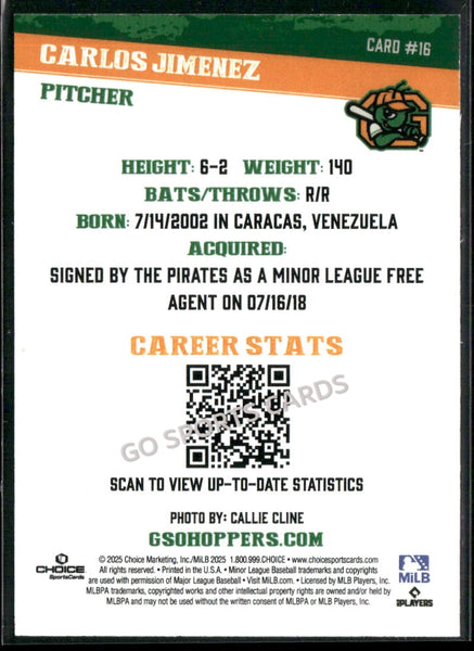 2025 Greensboro Grasshoppers Carlos Jimenez