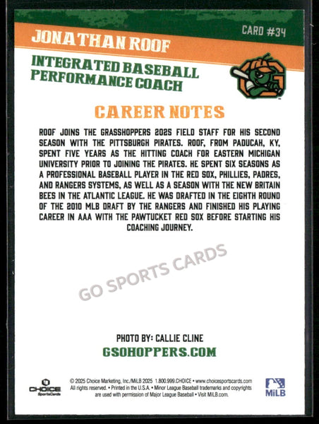 2025 Greensboro Grasshoppers Jonathan Roof