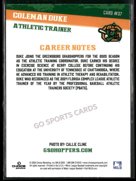 2025 Greensboro Grasshoppers Coleman Duke