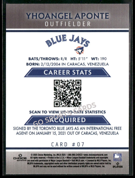2025 Dunedin Blue Jays Yhoangel Aponte