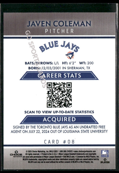 2025 Dunedin Blue Jays Javen Coleman