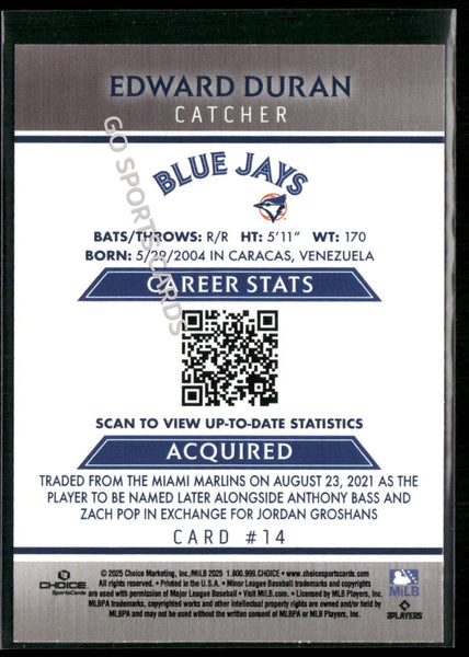 2025 Dunedin Blue Jays Edward Duran