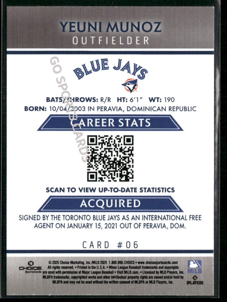 2025 Dunedin Blue Jays Yeuni Munoz