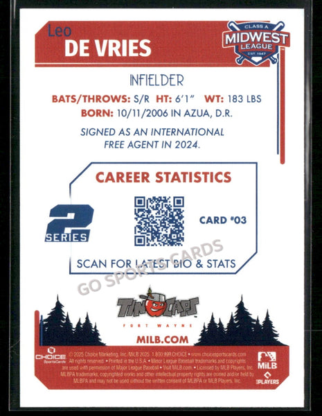 2025 Midwest League Top Prospects MWL 2nd Leo De Vries