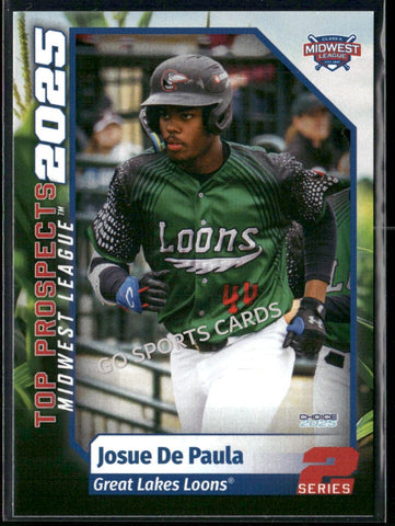 2025 Midwest League Top Prospects MWL 2nd Josue De Paula