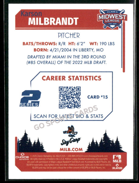2025 Midwest League Top Prospects MWL 2nd Karson Milbrandt