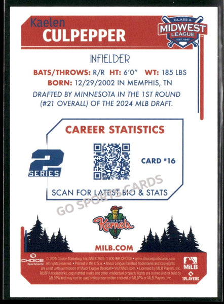 2025 Midwest League Top Prospects MWL 2nd Kaelen Culpepper
