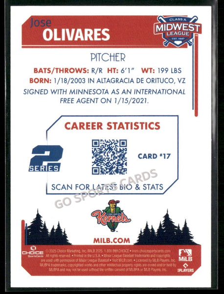 2025 Midwest League Top Prospects MWL 2nd Jose Olivares