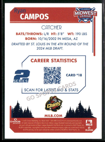 2025 Midwest League Top Prospects MWL 2nd Ryan Campos