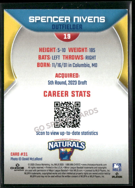 2025 Northwest Arkansas Naturals Spencer Nivens