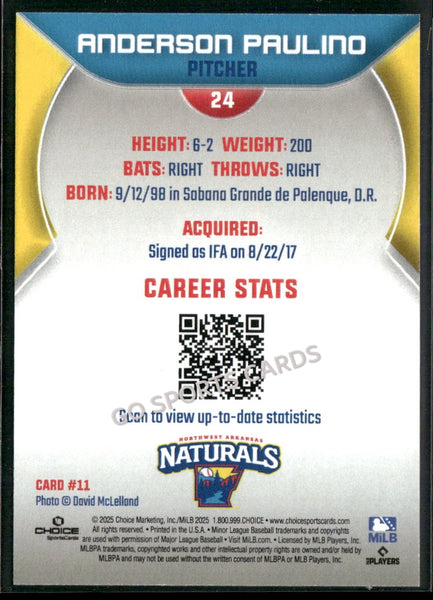 2025 Northwest Arkansas Naturals Anderson Paulino