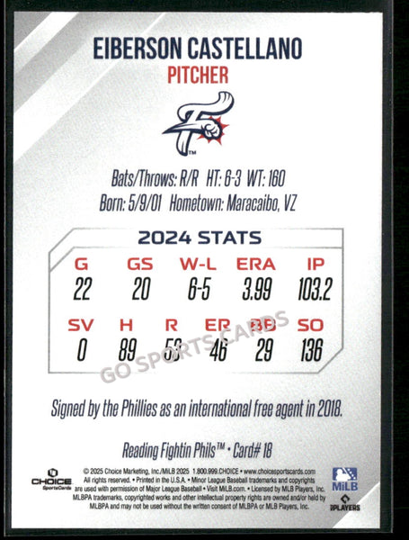 2025 Reading Fightin Phils 2nd Eiberson Castellano