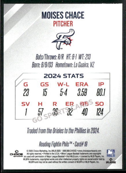 2025 Reading Fightin Phils 2nd Moises Chace