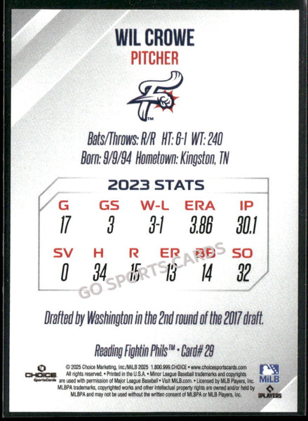 2025 Reading Fightin Phils 2nd Wil Crowe