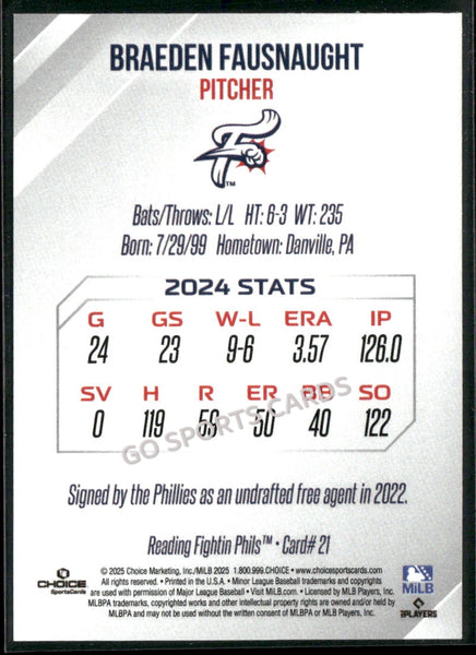 2025 Reading Fightin Phils 2nd Braeden Fausnaught